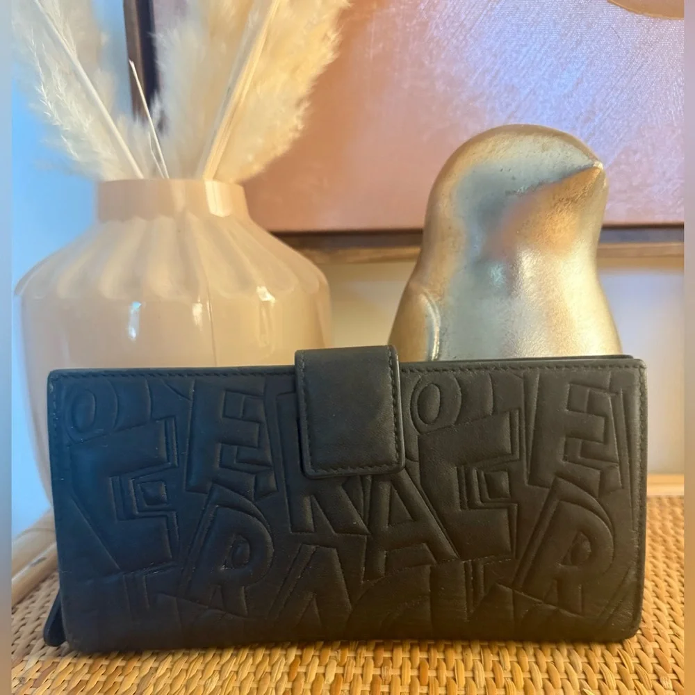 Salvatore Ferragamo Embossed Leather Long Wallet Black Made in Italy - Picture 11 of 11